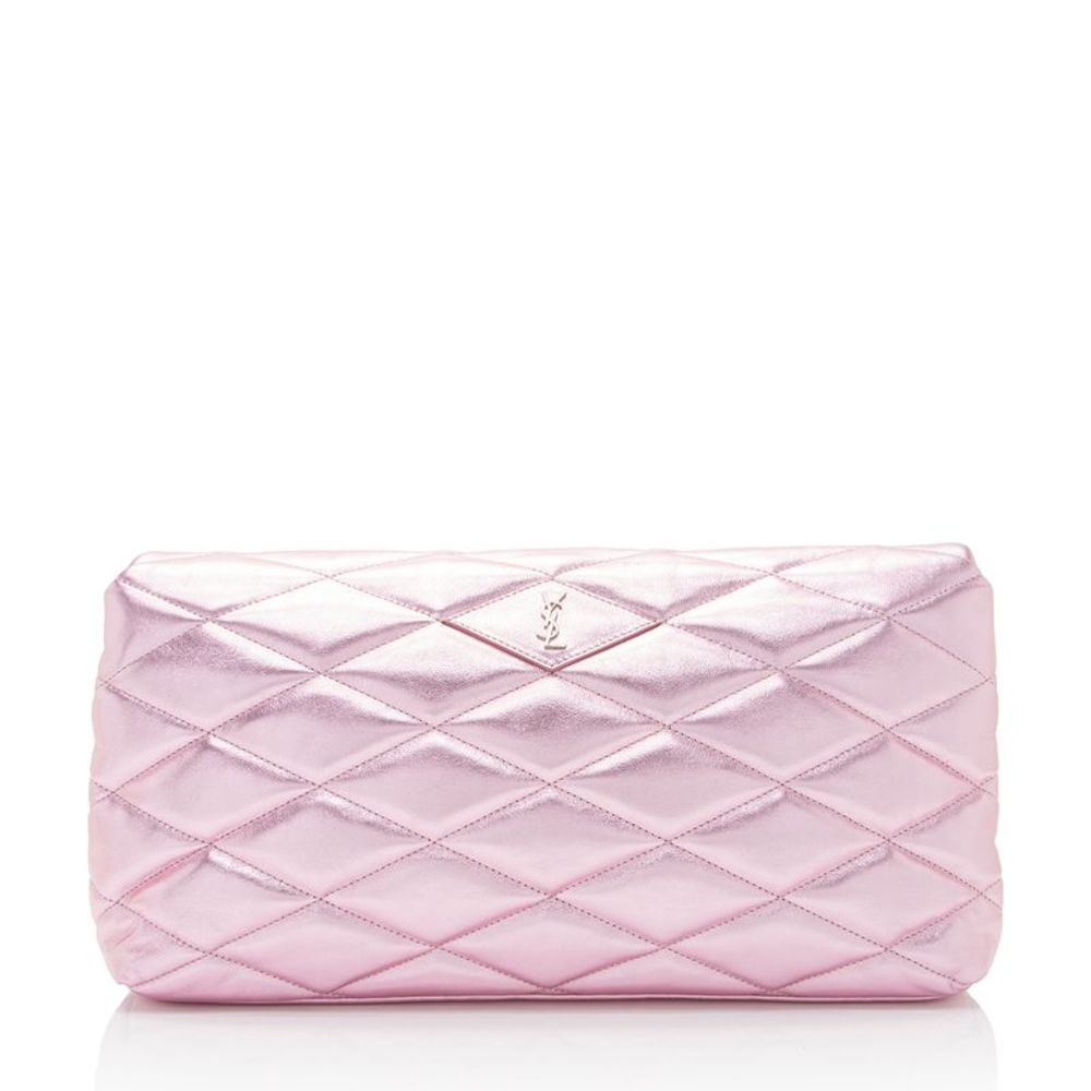 Saint Laurent Metallic Quilted Lambskin Puffer Sade Clutch - Picture 3 of 14